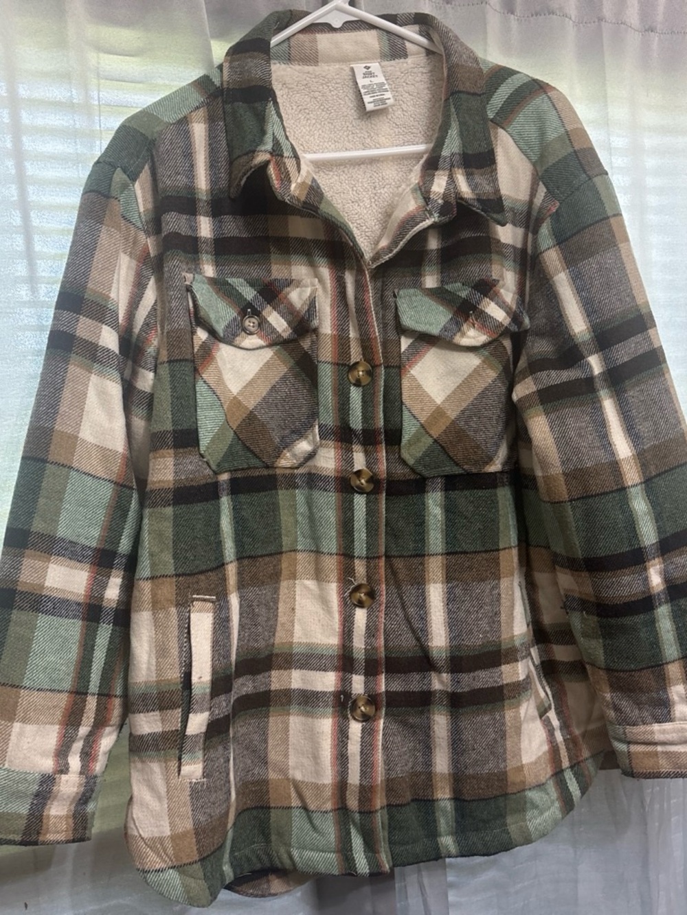 Men's Plaid Button-Up Jacket in Green and Brown